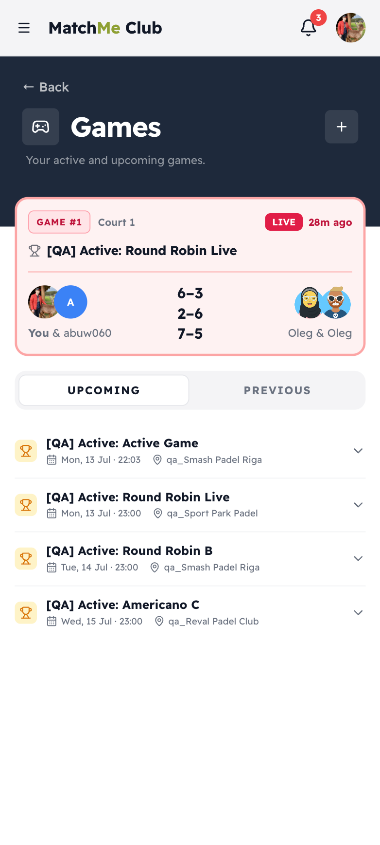 Games page