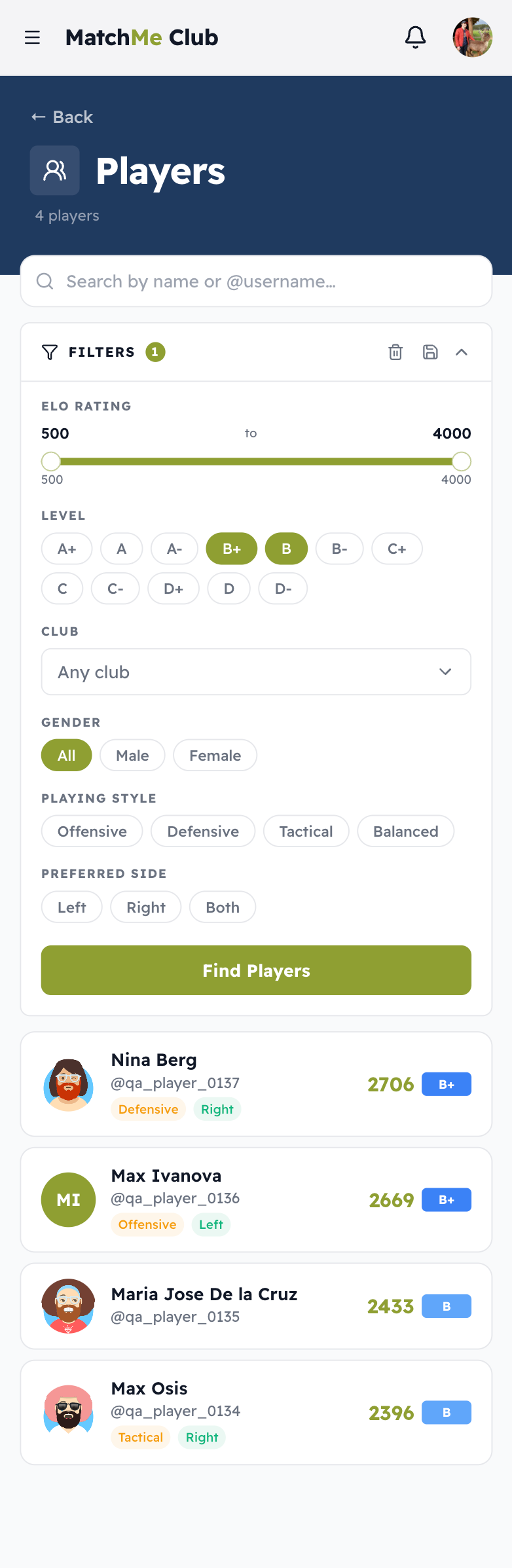 Find players