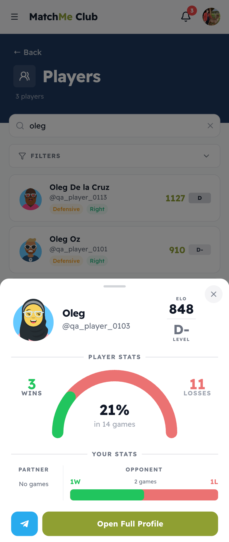 Player card